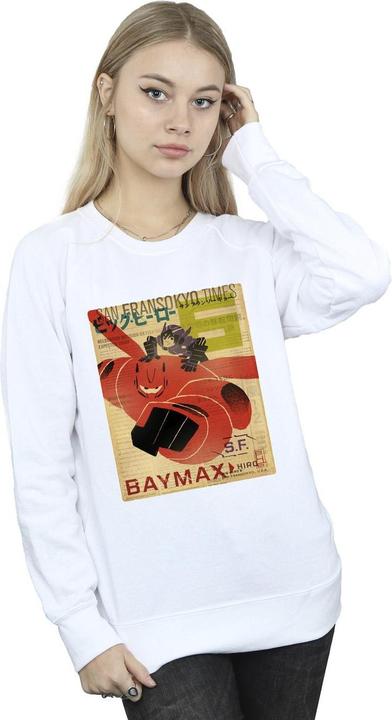 Actual product image Disney Womens/Ladies Big Hero 6 Baymax Flying Baymax Newspaper Sweatshirt (S)