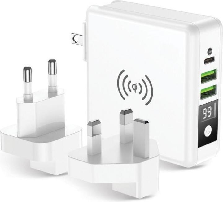 Forcell 4in1 15W Reiseset, kabelloses USB-C-Wandladegerät mit Powerbank 8000 mAh (8000 mAh, 15 W)