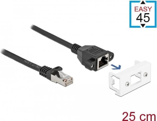 Immagine prodotto Delock Cavo di estensione di rete per Easy 45 modulo S/FTP RJ45 maschio a RJ45 femmina Cat.6A 25 cm nero (S/FTP, CAT6a, 0.25 m)
