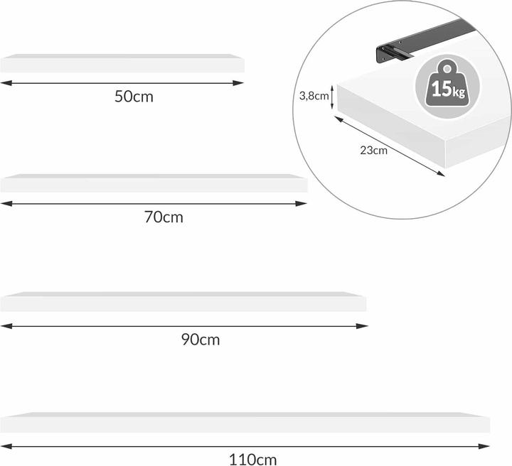 Actual product image Casaria 2x Floating Shelves (70 x 23 x 3.8 cm)