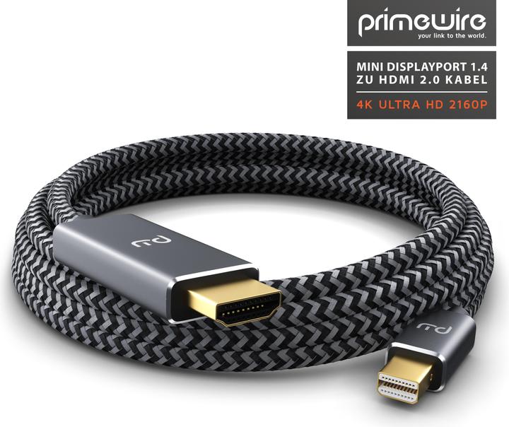 Produktbild Primewire Mini DisplayPort auf HDMI Typ A Kabel, 4k mDP 1.4 zu HDMI 2.0 Adapter, 4k@60Hz, Thunderbolt 1-2 (1 m, HDMI, Andere)