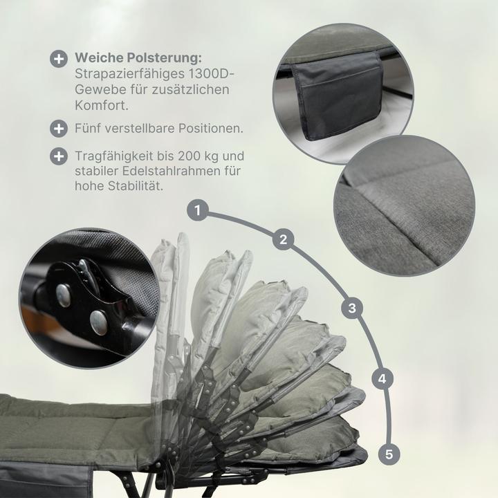 Immagine prodotto Hermex Campingliege Outdoor-Liege Feldbett Sonnenliege Klappbett