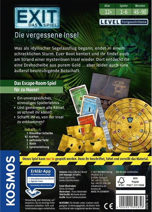 Actual product image Kosmos Exit - The Forgotten Island (German)