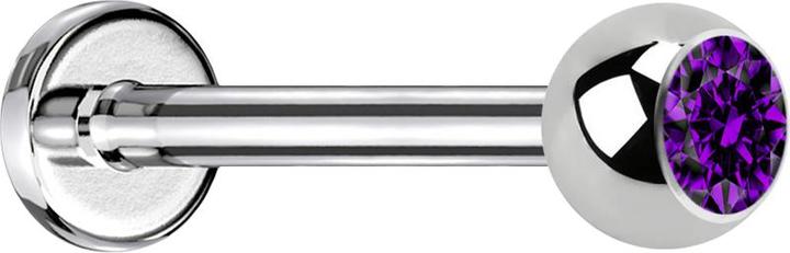 Produktbild Star Piercing Micro Labret silber mit Kugel Kristall violett (Chirurgenstahl 316L, ohne Messing)