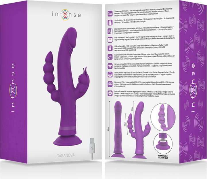 Immagine prodotto Intense Vibratore Casanova Rabbit In Silicone Triplo Motore Viola