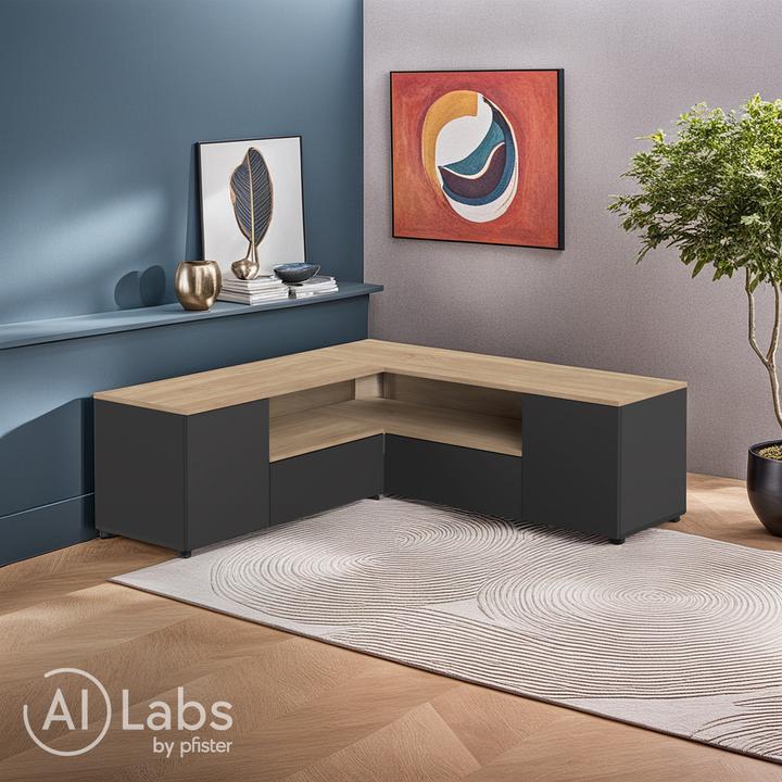 Image du produit Temahome Angle TV Stand black and oak (40 x 46 cm)