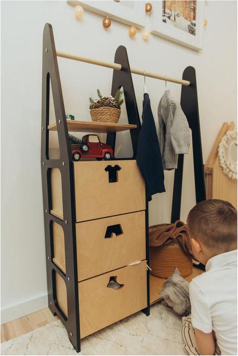 Immagine prodotto Duck Woodworks Cassettiere dell'armadio per bambini con maniglie a forma di abito