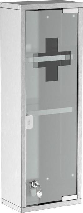 Actual product image Swisshandel24 Medicine cabinet First aid cabinet with lock 3 compartments frosted glass 430 stainless (20 x 12 x 58 cm)