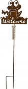 Actual product image IKO Metal rain gauge frog "Welcome" rust h=98cm w=
