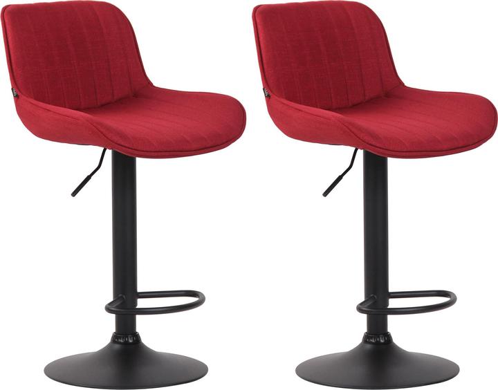 Image du produit CLP Lot de 2 tabourets de bar Lentini tissu noir, rouge