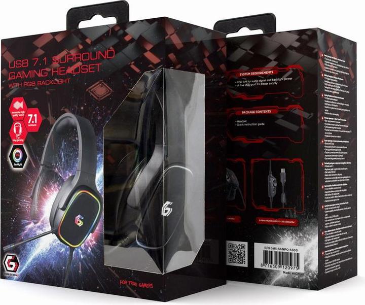 Produktbild Gembird USB 7.1 Surround-Gaming-Headset mit RGB-Lichteffekt (Kabelgebunden)
