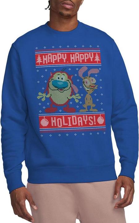 Immagine prodotto Ren & Stimpy Happy, Happy Holidays Felpa Maglione di Natale Adulto Unisex (M)