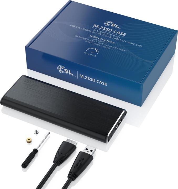 Actual product image CSL external USB 3.0 m.2 SSD hard drive enclosure (M.2 2230, M.2 2242, M.2 2260, M.2)