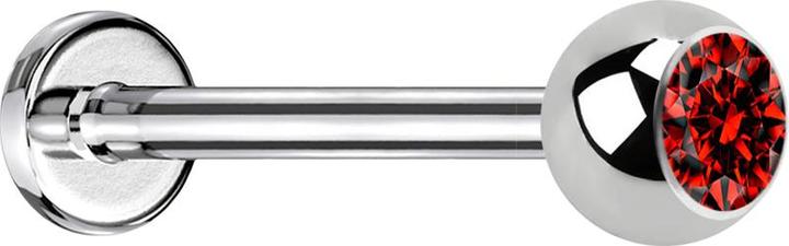 Actual product image Star Piercing Micro Labret silver with ball and crystal red (Surgical steel 316L, without brass)