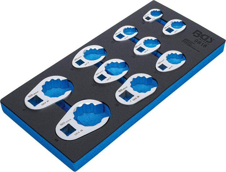 Actual product image BGS Tool Tray 1/3: Crowfoot Spanner Set 10 mm (3/8") / 12.5 mm (1/2") / 20 mm (3/4") 10 pcs.