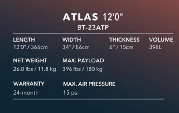 Actual product image Aqua Marina Advanced All-Around iSUP Atlas (12')