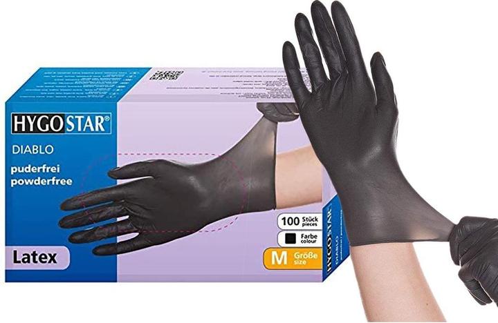 Produktbild Hygostar Latex-Handschuh ""DIABLO"", S, schwarz, puderfrei Länge: 240 mm, für Allergiker, lebensmittelecht, r (S)