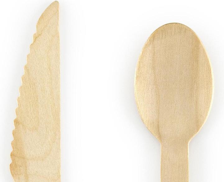 Image du produit Partydeco Couverts en bois avec motifs noirs (18 x)