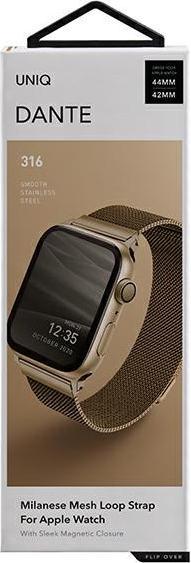 Produktbild Uniq pasek Dante Apple Watch Series 4/5/6/7/8/SE/SE2 42/44/45mm Stainless Steel z?oty/carmel gold