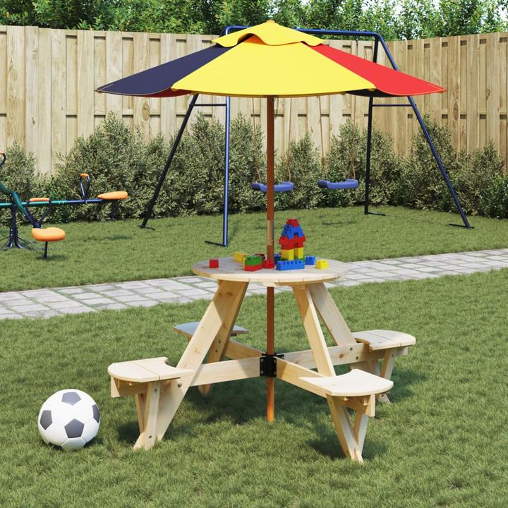 Image du produit VidaXL Table de pique-nique pour 4 enfants avec trou pour parapluie Rond
