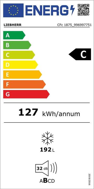 Label énergétique Liebherr CFc1875-26 (Autonome, 192 l)
