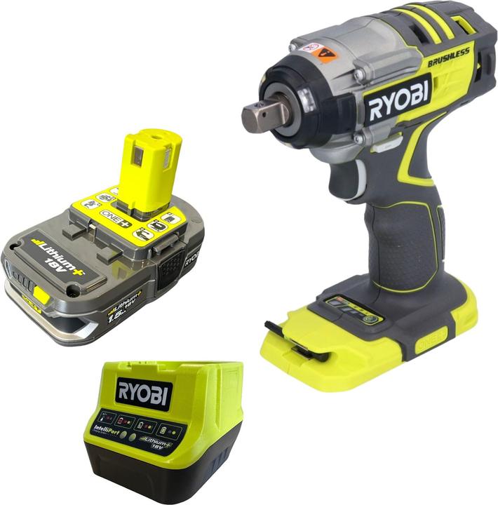 Ryobi R18IW7-115 ONE+ Akku Schlagschrauber 18 V 270 Nm 1/2" Brushless + 1x Akku 1,5 Ah + Ladegerät (Akkubetrieb)
