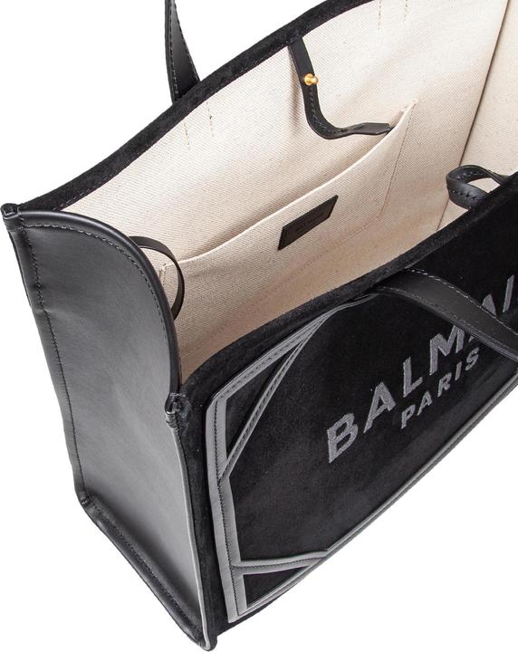 Image du produit Balmain b-army medium suede shopper bag with logo color black