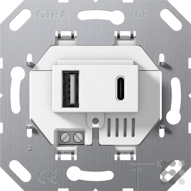 Actual product image Gira USB Power Supply 2f Type A/C 234900 Insert White