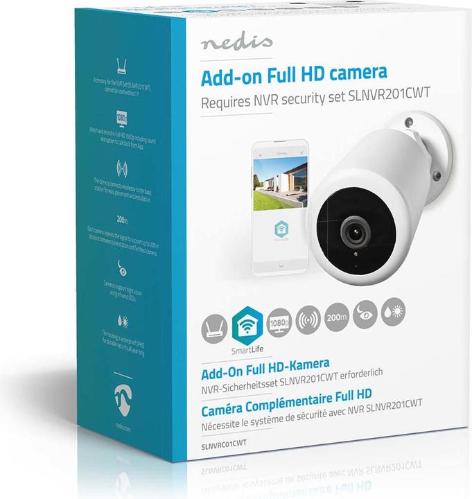 Actual product image Nedis SLNVRC01CWT SmartLife Wireless Camera System Additional Camera Full HD 1080p IP65 Night Vision (1920 x 1080 Pixels)