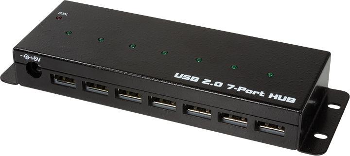LogiLink Hub USB 2.0, 7 porte, versione industriale (USB-A, 7 Porti)