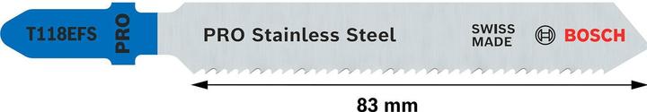 Image du produit Bosch Professional Zubehör Lame de scie sauteuse PRO Stainless Steel T118EFS, 83 mm, 5 pcs.