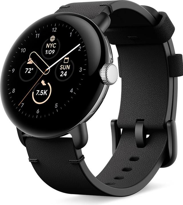 Actual product image Google Pixel watch Band - Obsidian Craft Leathe (Stainless steel, Italian leather)