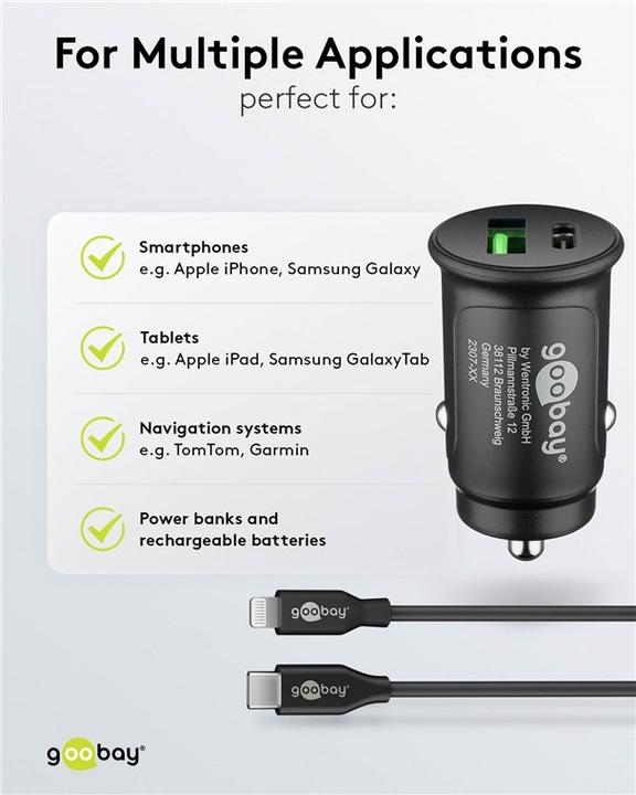 Produktbild Goobay Dual-USB Auto-Schnellladeset USB-C 27 W