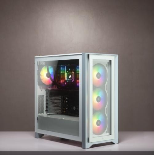 Image du produit Corsair iCUE 4000X RGB Boîtier tour milieu blanc en verre trempé (ATX, mATX, Mini-ITX, E-ATX)