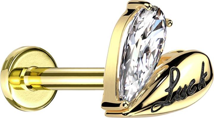 Actual product image Star Piercing Micro Threadless Labret vergoldet Herz Luck vergoldet Kristall silber (Surgical steel 316L, Brass)