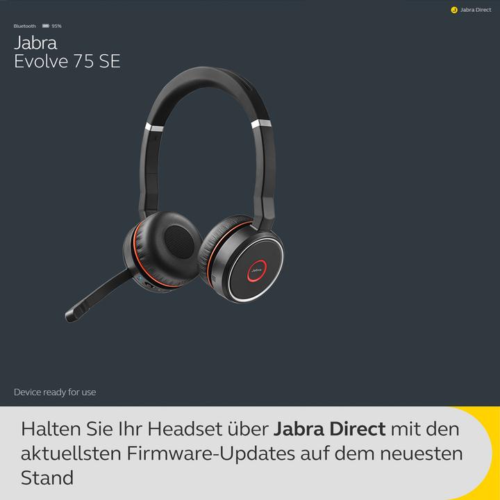 Actual product image Jabra Evolve 75 SE MS Stereo (Wireless, USB-A)