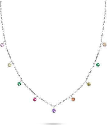 Brilio Silver - Silver necklace with colored zircons NCL60W
