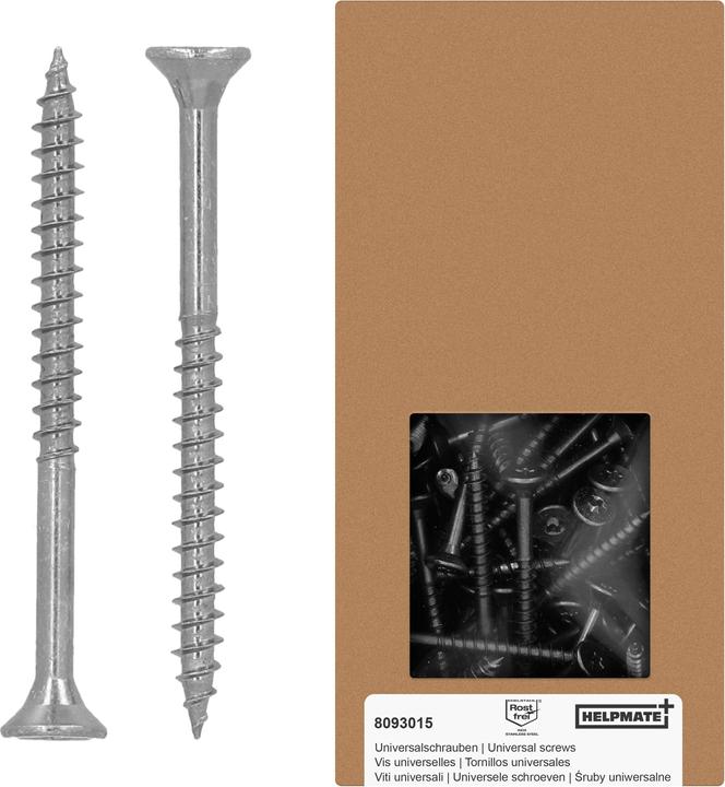 Actual product image Helpmate Universalschrauben Senkkopf 4x50, Edelstahl A2, T-Antrieb, 400 Stück (400 Screws per piece)