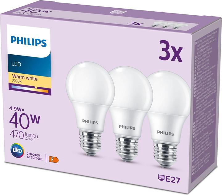 Actual product image Philips Led lamp (E27, 4.90 W, 470 lm, 3 x, F)