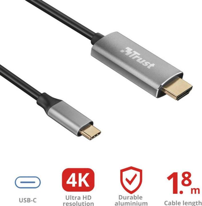 Actual product image Trust USB-C connection cable (1x USB-C™ plug (1.80 m, USB Type C, HDMI)
