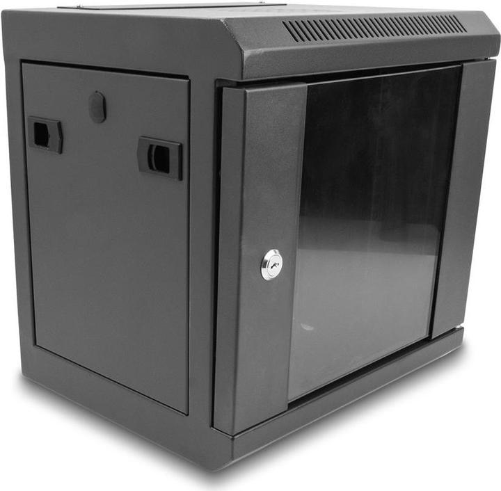 Delock 10? Netzwerkschrank mit Glastür 6 HE schwarz (6 HE, 10 Zoll Rack)