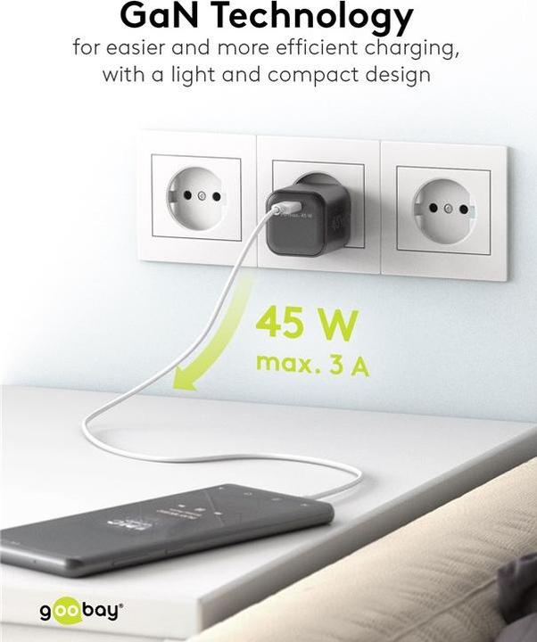Image du produit Goobay Chargeur Rapide USB-C Nano avec technologie GaN (45 W)