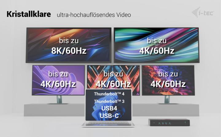 Produktbild i-tec Universal 5x 4K Display DS 5x 4K 2x DP 3x HDMI 1x 2,5GLAN 2x USB-C Gen.2 3x USB 3.2 Gen.2 1x A (USB-C, 10 Ports)