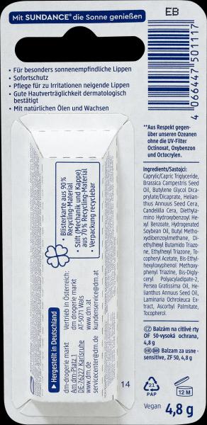 Actual product image dm Sundance Lip Care Sensitive SPF 50