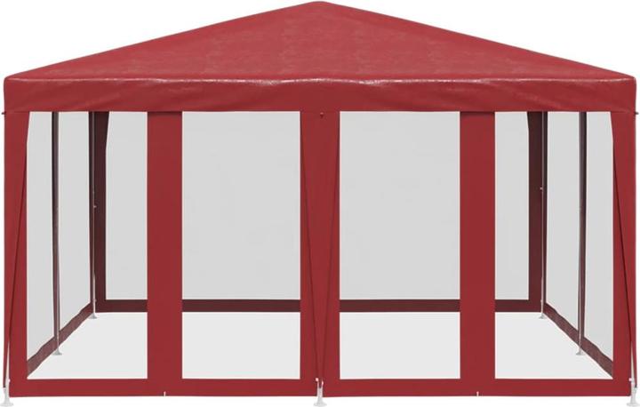 Image du produit VidaXL Partyzelt Pavillon Festzelt mit 8 Mesh-Seitenteilen Rot 4x4m HDPE (400 cm, 400 cm)