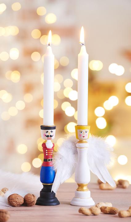 Actual product image VBS Candlesticks, raw wood, 2 pieces