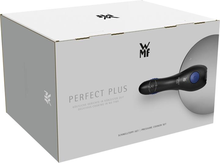 Produktbild WMF Schnellkochtopf 3tlg 6,5+3l grosses Kochsignal Perfect Plus Induktion (22 cm, Pfannenset + Topfset, Edelstahl)