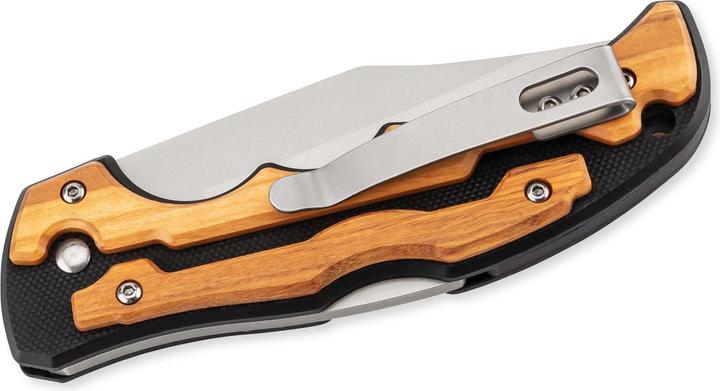 Actual product image Herbertz Selection pocket knife, AISI 440 steel, stainless, G10 and olive wood, back lock, pocket c (8.70 cm)