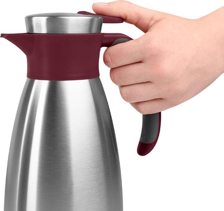 Productafbeelding Emsa Vacuümkan SOFT GRIP, 1,5 liter, roestvrij staal / wijnrood Met één hand te bedienen met snelsluiting (1.50 l)