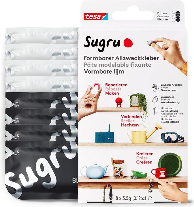 Actual product image Sugru by tesa Sugru 8x mouldable all-purpose adhesive, versatile adhesive putty for decorating, gluing & repairing (28 g)